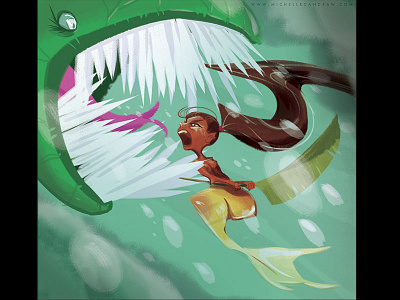 Mermaid.. leaf battle? big fish character design illustration mermaid scary teeth sketch dailies underwater