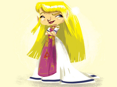 Upset Zelda character cute illustration legend of zelda link to the past nintendo sketch