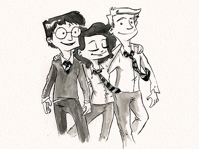 Harry Potter, Good Friends harry potter illustration ink sketch traditional watercolor