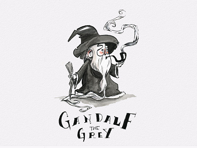 Gandalf the Grey brush cute fanart gandalf illustration ink lord of the rings lotr traditional watercolour