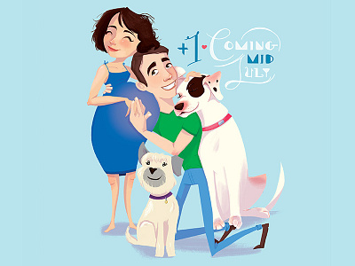 Baby Time! announcement baby cute dogs family illustration personal