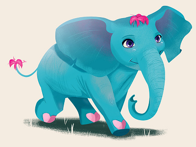 Elephant Party animal blue bright cute elephant illustration