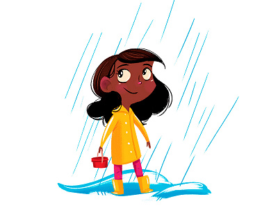 Rainy Day Girl character character design childrens book cute illustration rain
