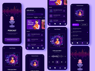 🎙 Podcast Mobile App Design apps audio live streaming minimal mobile music orix podcast app podcasting podcasts streaming ui design uiux