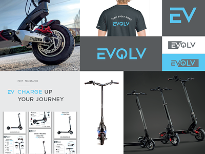 02 EVOLV Rides - Branding bold font branding electric icon identity illustration logo scooter vector