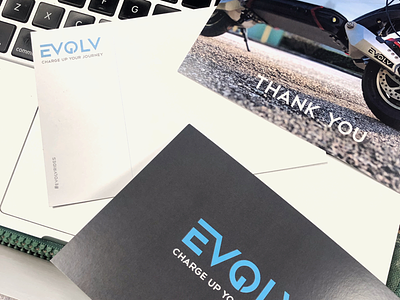 03 EVOLV - Cards adobe brand identity branding cards design electric illustrator logo photoshop print scooters thank you vector