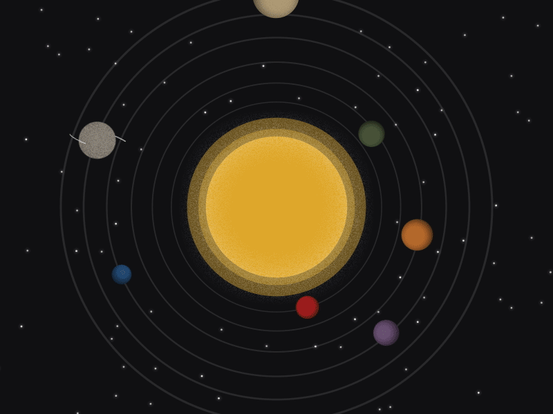 Solar system 2d animation after effects animation art design flat illustration illustrator motion design motion graphics planets solar system space space art vector