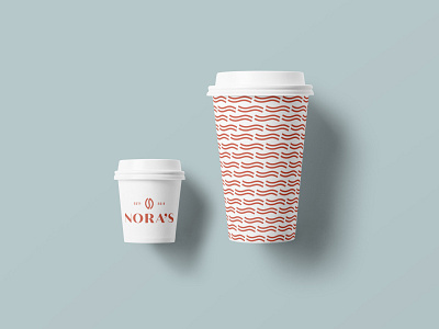 Nora's Café & Coffee - Bold Cup Design brand identity branding coffee cup design coffee logo coffee shop logo coffeehouse design icon illustration logo pattern pattern design