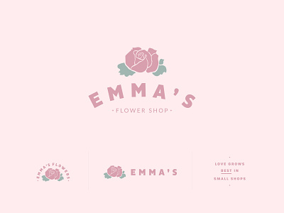 Emma's Flower Shop - Brand Identity Design small business branding florist logo florist flower shop branding floral logo icon branding illustration typography logo design brand identity