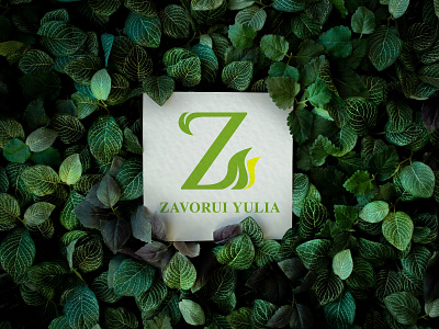 Logotype branding design flat fresh green icon illustration leaf logo letter logo nature typography vector yellow z