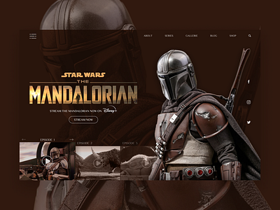The Mandalorian - new Star Wars TV series is begin brown dark design designer disney galaxy hero landing mandalorian menu search series star wars ui ux video web