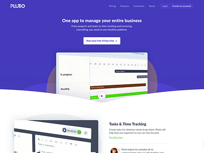 Plutio Website creative cta gif header hero plutio purple saas startups video website