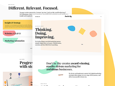 Don't be Shy Website agency colours desktop illustration redesign shapes website