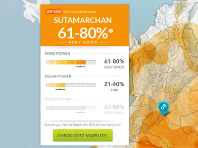 Espectro Dribble app dashboard energy green heat map orange renewable website