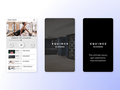 Equinox On Demand app black black white equinox fitness fitness app ui video white