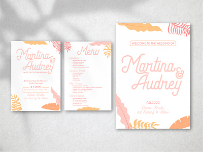 Weddings! - 1 couple design event flyer graphic graphic design illustration illustrator leaves lesbian menu sign typography vector vector art wedding wedding invitation weddings