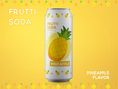 Pineapple Soda branding dribbleweeklywarmup drink fruit graphic graphic design illustration illustrator pineapple soda soda can vector vector art