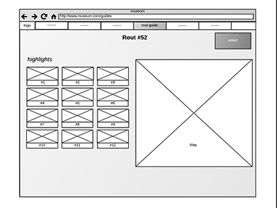 Museum Guide Webpage and App Wireframe