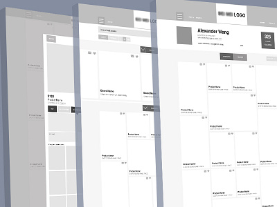 Wireframes for Large Retail Website block clean functional ia minimalistic responsive retail shades ui ux website wireframes