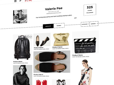 User Page for Retail Website