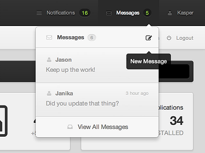 Messages black green grey inbox messages ui users web white