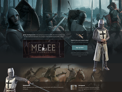Melee Website blue brown dark game gaming knight melee ui ux web