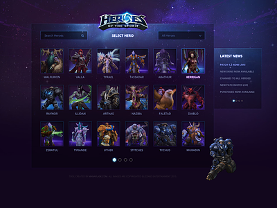 Hots blizzard blue game gaming hero heroes heroes of the storm hots ui ux web