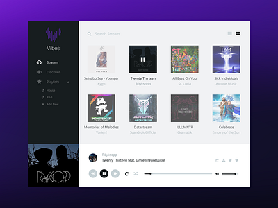 Music Player Concept concept grey music play player purple ui white