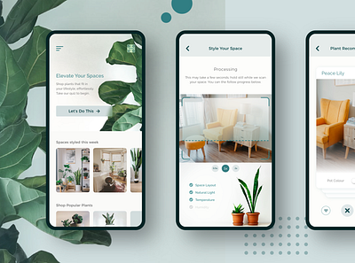 Scan Your Space & Shop Plants From A Personalised Curation app design form interior design minimal mobile plant product design quiz scan swipe ui ux