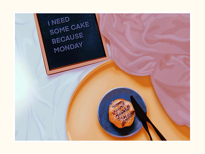 Monday & Cake Illustration