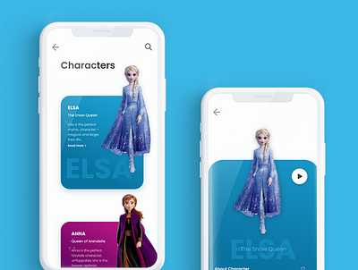 Cartoon Characters UI app design cartoon character frozen mobile design ui ui ux ui design