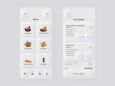 KFC Redesign [Neumorphism] app design design food ui kfc mobile design neumorphism ui ui ux ui design