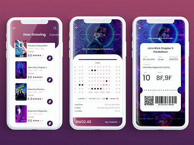 Cinema/Movie UI Design [Purple] 🎥💜 app design cinema app design mobile design movie movie app ui ui ux ui design