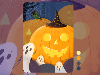 Happy Halloween ghost illustration pumpkin