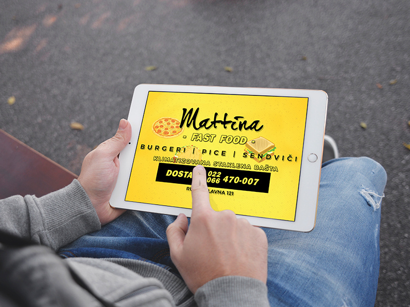 Fast Food Mattina - Tablet advertisement taxi flayer mattina advertisement ad tablet