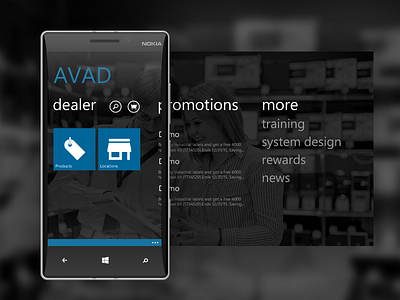 Dealer app for AVAD app flat lumia metro design panorama windows phone