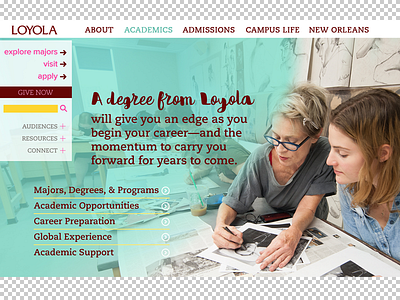 Loyola Homepage Redesign - Academics section