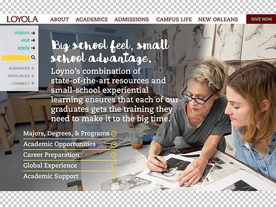 Loyola Homepage Redesign - Academics section - take 2