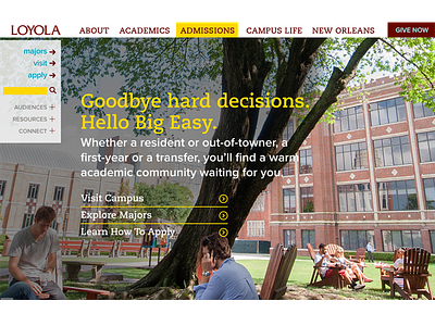 Loyola Homepage Redesign - admissions section higher ed lauren smith ui ux web design