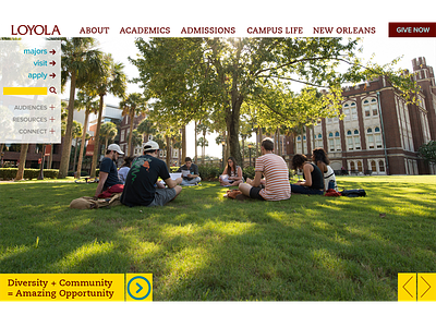 Loyola Homepage Redesign - slideshow section higher ed lauren smith ui ux web design