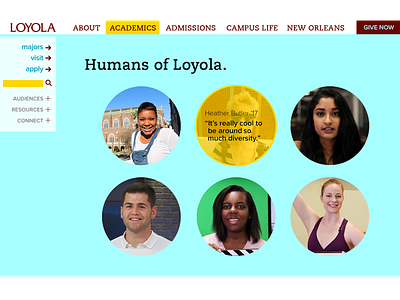 Loyola Homepage Redesign - extra sections higher ed lauren smith ui ux web design