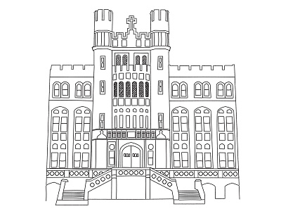 Marquette Hall at Loyola building illustration lauren smith loyola university