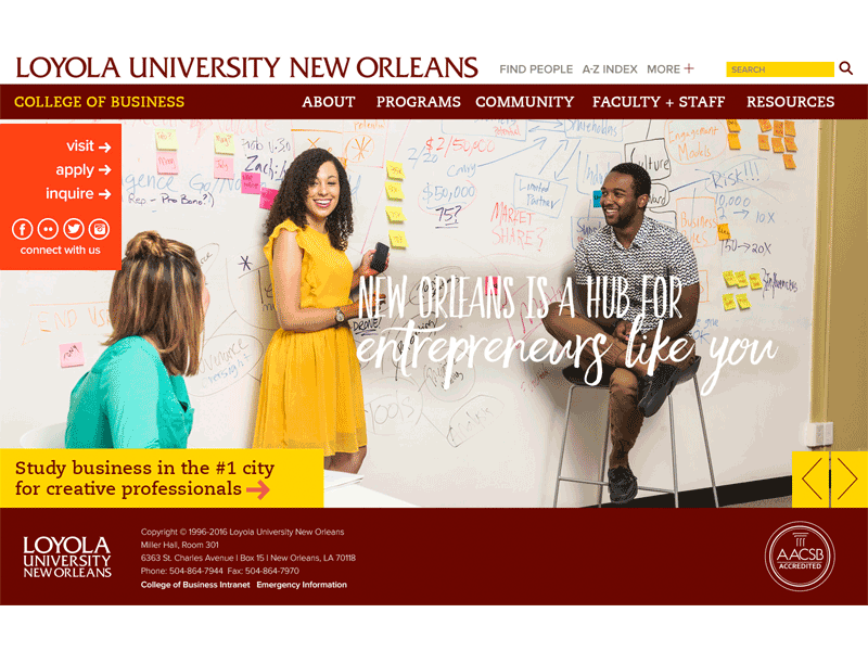 Loyola College of Business - desktop drupal lauren smith responsive web design ux web