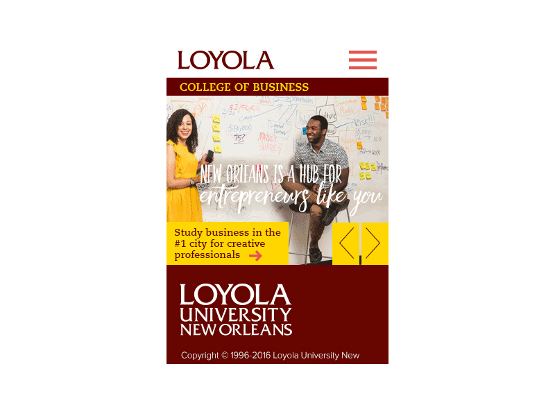 Loyola College of Business - mobile drupal lauren smith responsive web design ux web