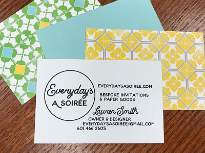 Everyday's A Soirée business card business cards lauren smith pattern