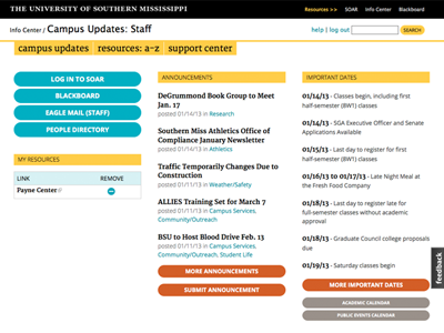 USM internal communication platform drupal front end development higher ed homepage lauren smith responsive web design theme ui web design