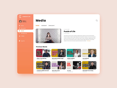 Community Website - Media Page adobe xd church website figma media page ui ui ux design ui design uiux user interface ux video page website