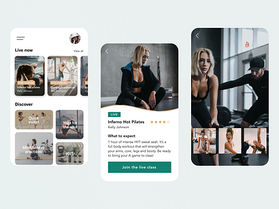 Live Fitness Class Mobile App Concept