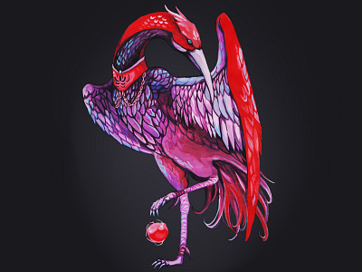Black-necked crane art design flat illustration дизайн иллюстрация