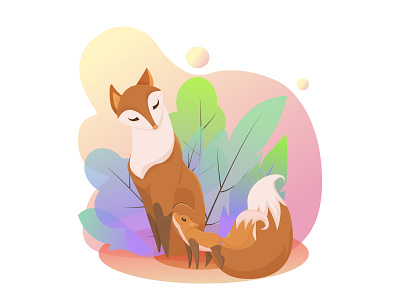 Cute fox, flat illustration